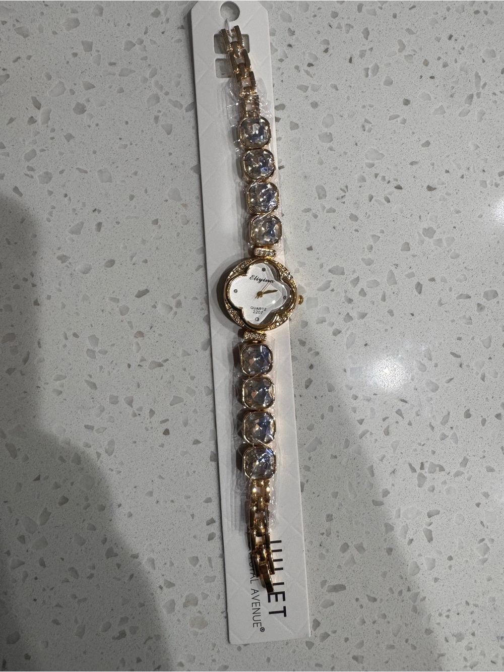 Gold-Tone Crystal Accent Women's Bracelet Watch - White Dial